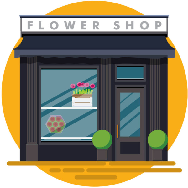 Clean and inviting flower shop storefront