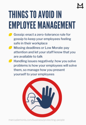 List of things to avoid in employee management.