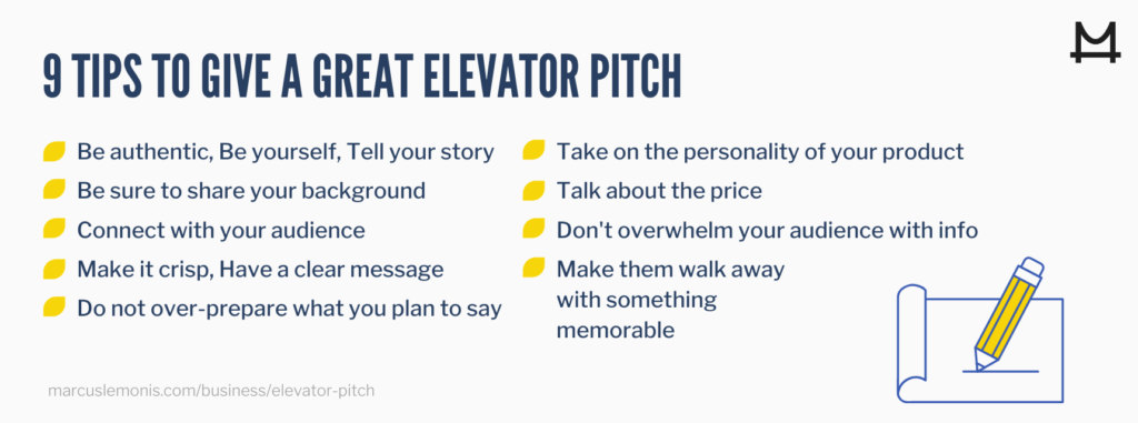 Nine tips for a great elevator pitch