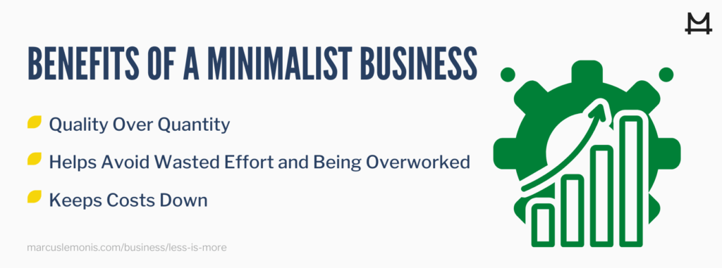 List of benefits to a minimalist business.