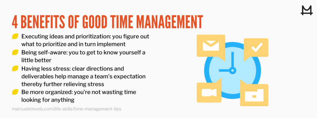 List of 4 benefits of good time management