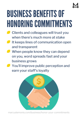 List of business benefits that can come from honoring your commitments