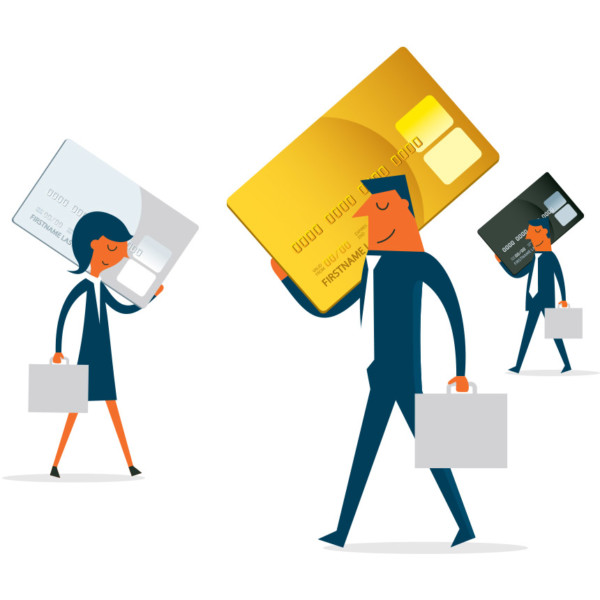 Business people carrying around credit cards