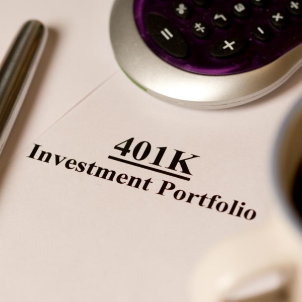 Close-up of the cover of a 401k investment portfolio
