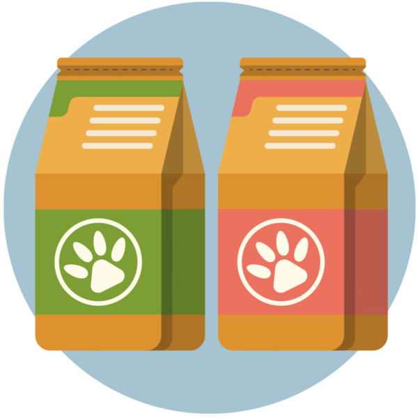 Image of two dog food bags.