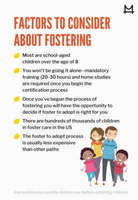 List of factors to consider about fostering.