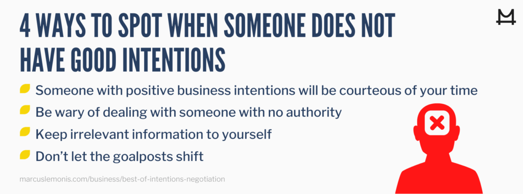 List of four ways to spot bad intentions
