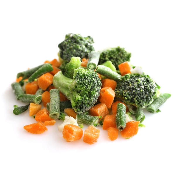 image of frozen vegetables on a white table