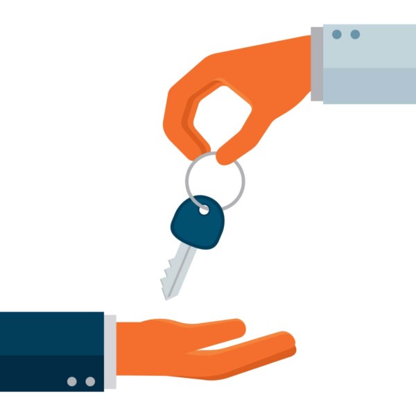 Image of a hand giving a key to another hand.