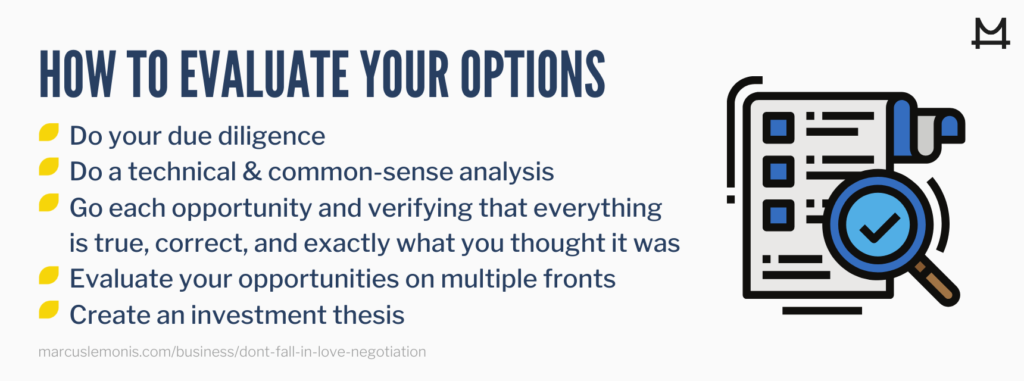 List of ways on how to evaluate options.