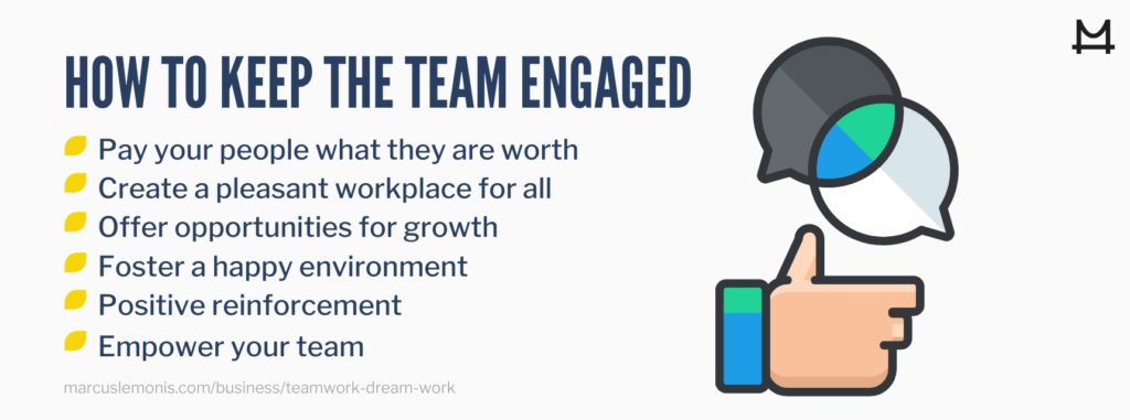 List of ways to keep your team engaged.