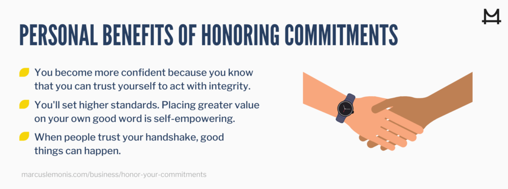 List of personal benefits that can come from honoring your commitments