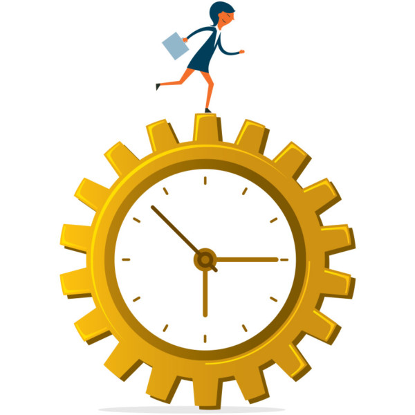 Image of someone running on a giant moving clock.