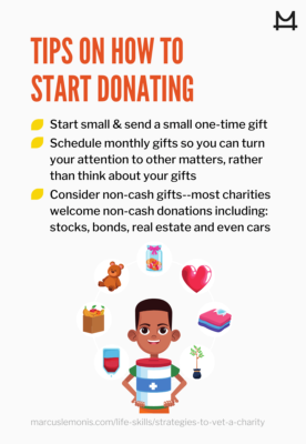 List of tips on how to start donating
