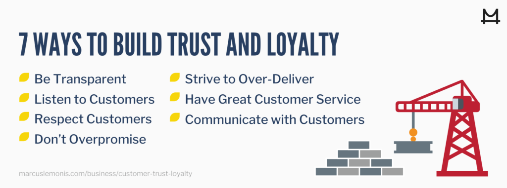 List of ways to build trust and loyalty.