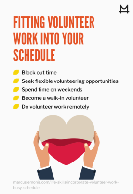 List of different ways you can fit volunteering in your schedule