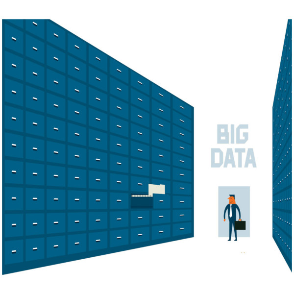 man in a big storage room representing big data