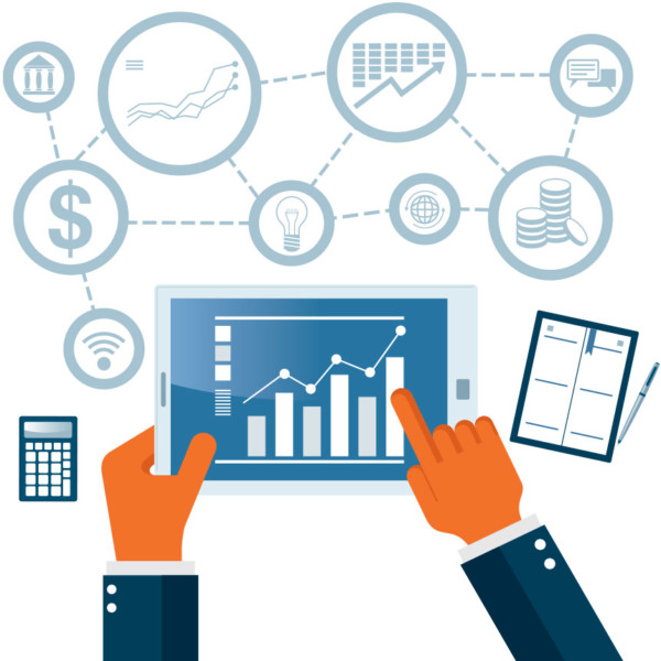 Tablet with transaction revenue from the POS system for ecommerce