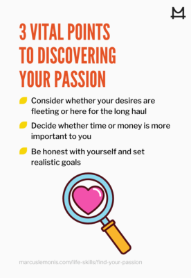 List of 3 points to discovering your passion