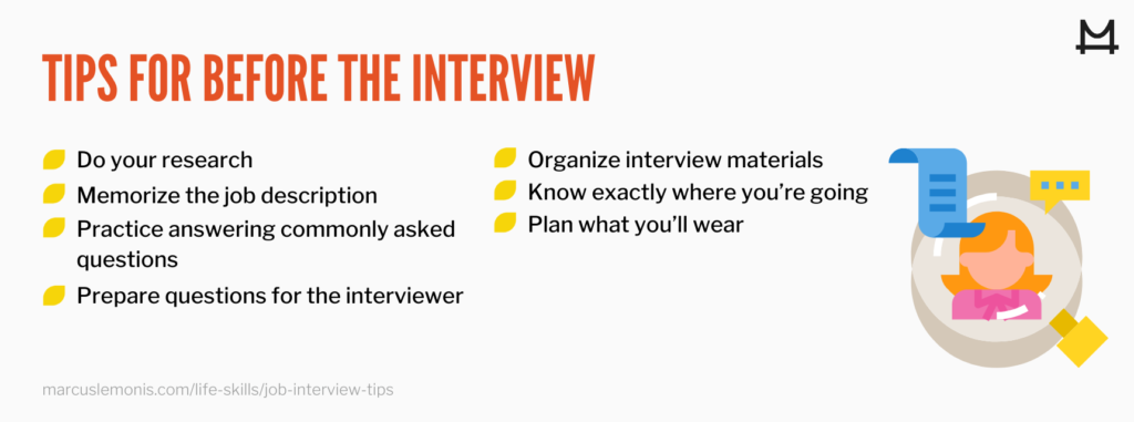 graphic outlining before job interview tips