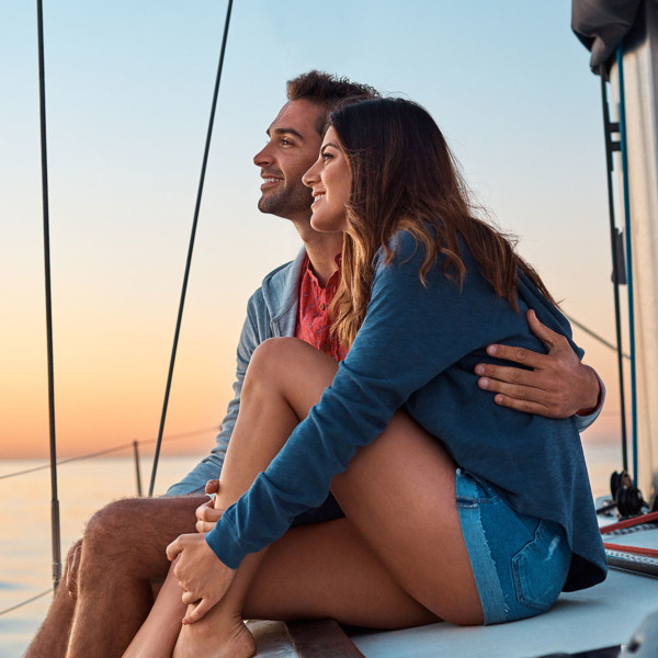 Image of a couple on a date on a boat.