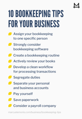List of bookkeeping tips.