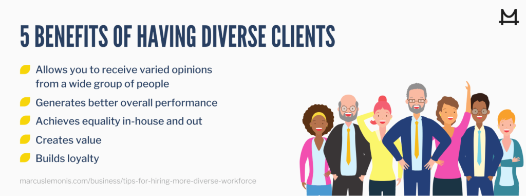 List of benefits to having diverse clients