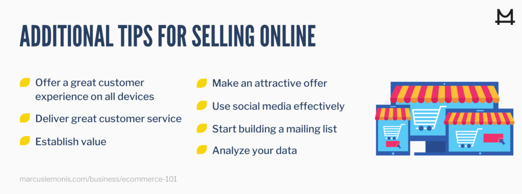 List of tips for selling online.