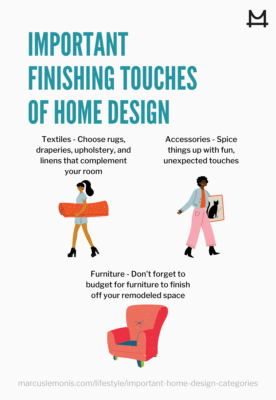 Infographic of 3 tips for home design finishing touches