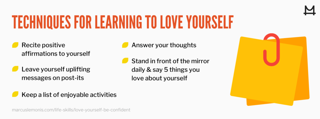 List of techniques for learning to love yourself