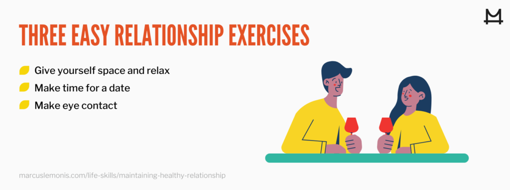 graphic of three easy relationship exercises