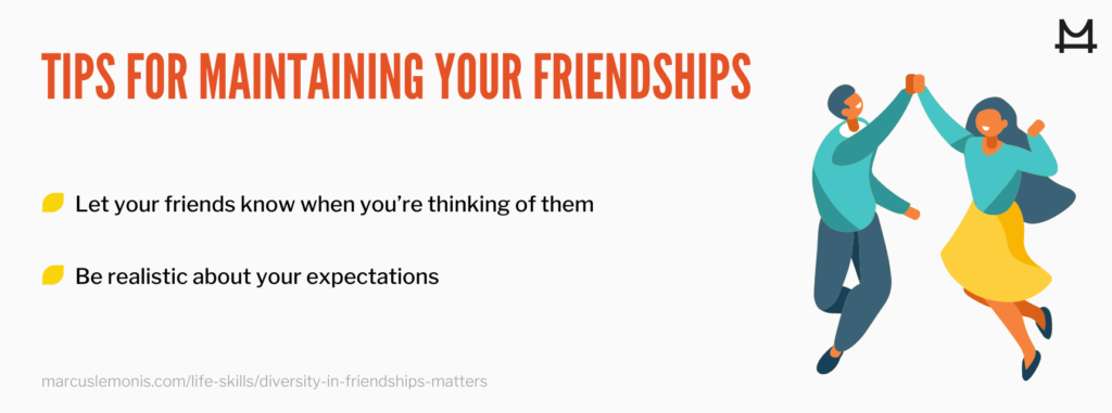 List of tips for maintaining your friendships