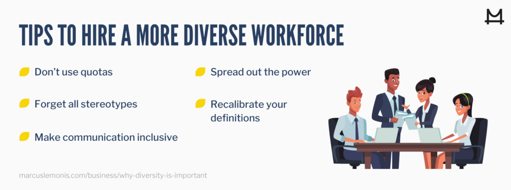 List of tips to hire a more diverse workforce
