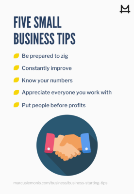 List of five small business tips